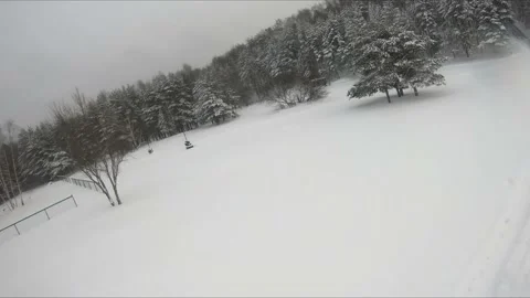 Fpv drone flight in a snowy forest Stock Footage 171160451