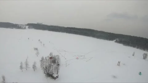 Fpv drone flight in a snowy forest Stock Footage 171161210