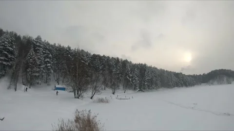 Fpv drone flight in a snowy forest Stock Footage 171161278