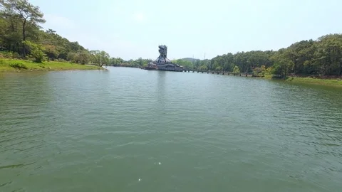 FPV Drone Flight Through Abandoned Dragon Structure in Hue Water Park, Vietnam Stock Footage 331427800