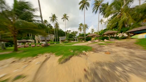 FPV drone flight through beautiful resort on tropical island in Thailand. Stock Footage 279038392