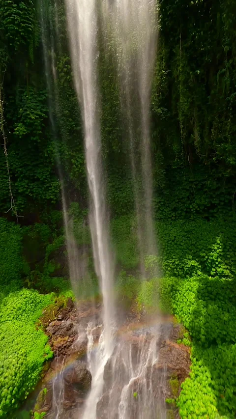 FPV Drone Flight Through Cascading Waters Of Sekumpul Waterfall, Bali, Indonesia Stock Footage 306519046
