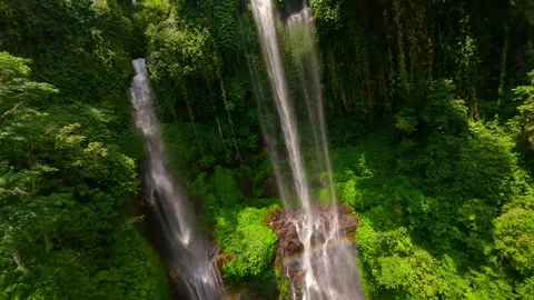 FPV Drone Flight Through Cascading Waters Of Sekumpul Waterfall, Bali, Indonesia Stock Footage 309872367