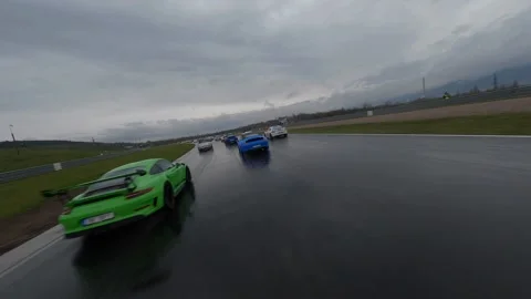 FPV Drone Flight Through Porsche Parade –  Most 2023 (Editorial Use Only) 스톡 동영상 313762930