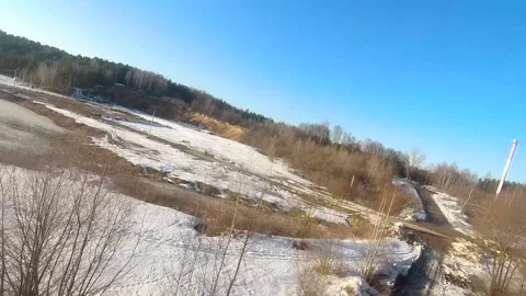 Fpv drone flight in the winter forest Stock Footage 173378044