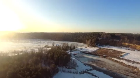 Fpv drone flight in the winter forest Stock Footage 173378227