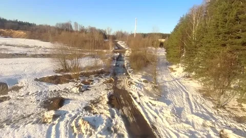 Fpv drone flight in the winter forest Stock Footage 173378295