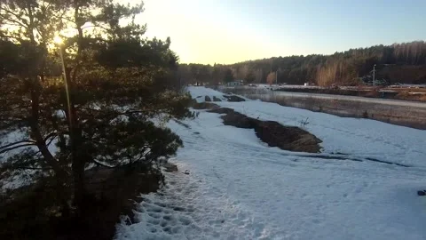 Fpv drone flight in the winter forest Stock Footage 173378625