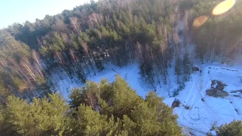 Fpv drone flight in the winter forest Stock Footage 173378793
