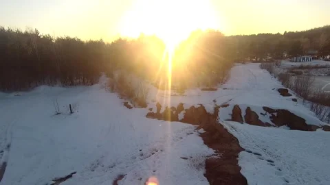 Fpv drone flight in the winter forest Stock Footage 173379045