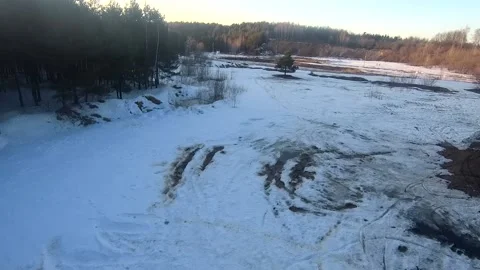 Fpv drone flight in the winter forest Stock Footage 173379631