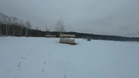 Fpv drone flight in the winter forest Stock Footage 231125546
