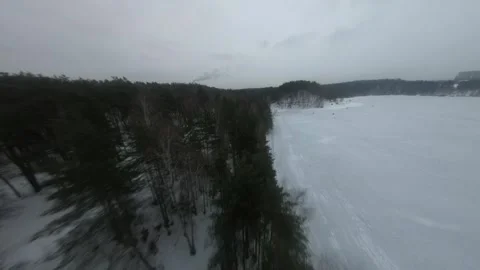 Fpv drone flight in the winter forest Stock Footage 231125665