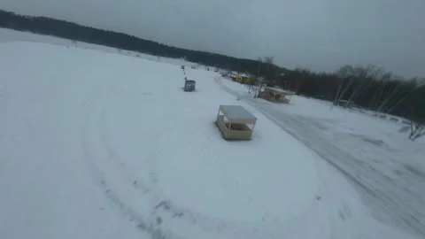 Fpv drone flight in the winter forest Stock Footage 231126228