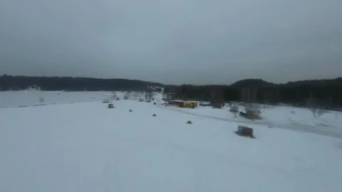 Fpv drone flight in the winter forest Stock Footage 231126229