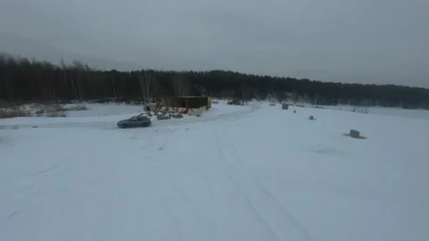 Fpv drone flight in the winter forest Stock Footage 231126530