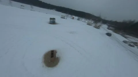 Fpv drone flight in the winter forest Stock Footage 231127203