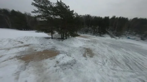 Fpv drone flight in the winter forest Stock Footage 231129868