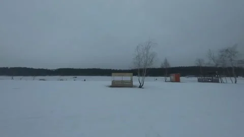 Fpv drone flight in the winter forest Stock Footage 231129885