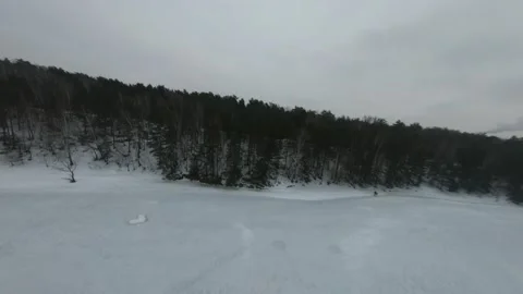 Fpv drone flight in the winter forest Stock Footage 231129931