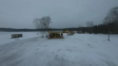 Fpv drone flight in the winter forest Stock Footage 231130004