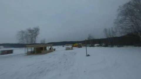Fpv drone flight in the winter forest Stock Footage 231130018
