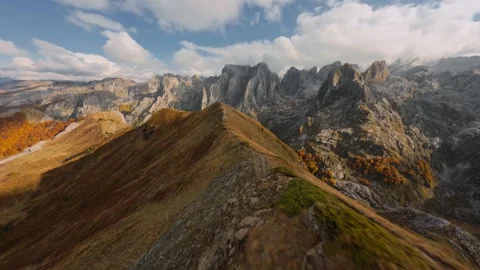 Fpv drone fly over mountain ridge, autumn season Stock Footage 295431738