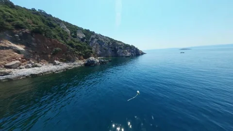 FPV Drone Flyes Over The Coast And The Beach Of The Island Stock Footage 162767233