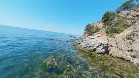 FPV Drone Flyes Over The Coast And The Beach Of The Island Stock Footage 162767235