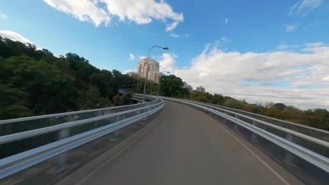 FPV drone flying along the road, Aerial view of road and city, Kiev, Ukraine, Pa Video stock 258962295