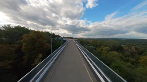 FPV drone flying along the road, Aerial view of road and city, Kiev, Ukraine, Pa Stock Footage 259078816