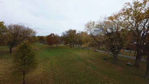 Fpv drone flying between colorful autumn trees original file edition Stock Footage 320264929