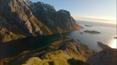 FPV Drone Flying Down Norway Mountains 스톡 동영상 308729224