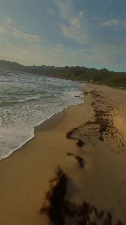 FPV drone flying fast along a beach. Sardinia, Italy Stock Footage 342834702