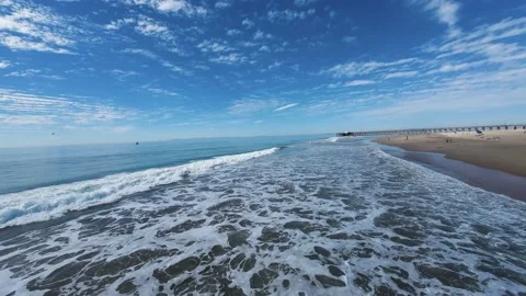 FPV Drone Flying Low Over Beach 스톡 동영상 220619648