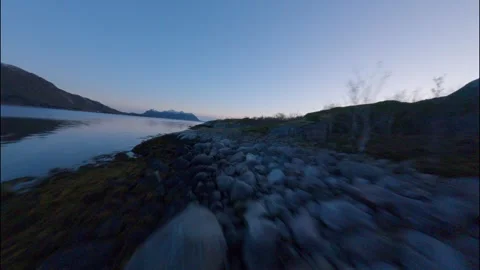 FPV Drone Flying Low Over the Water in Norway 스톡 동영상 308729124