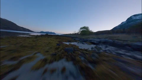 FPV Drone Flying Low Over the Water in Norway Video stock 308729133