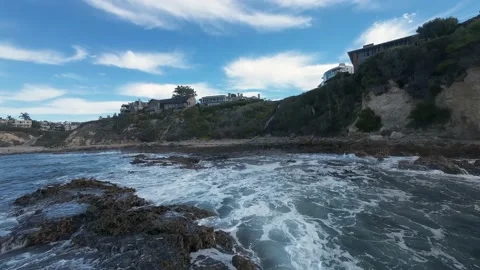 FPV Drone Flying Over Coastline 스톡 동영상 219978257
