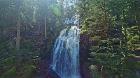 Fpv drone flying over river and grande cascade du tendon Stock Footage 271676251