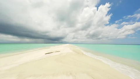 Fpv drone flying over a sandbar in the Maldives Stock Footage 238361435