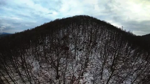 FPV Drone Flying Through Snowy Forested Mountain in Czech Republic Stock Footage 325738528