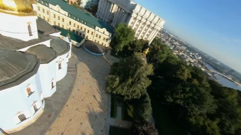 FPV drone footage. Fly over St. Michael's Golden-Domed Monastery on Mykhailivska Stock-Footage 166301905