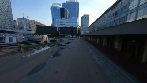 FPV drone footage. Fly over Sportyvna Square Kyiv near Gulliver Mall. Ukraine 動画素材 166303255