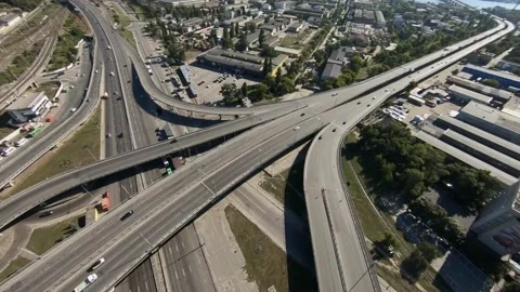 FPV drone footage. Fly over road junction in Kyiv city. Stock-Footage 166303308