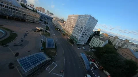 FPV drone footage. Fly over Sportyvna Square Kyiv near Gulliver Mall. Ukraine Stock-Footage 166305312