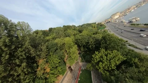 FPV drone footage. Fly over Park Bridge at sunrise. Stock-Footage 166322854