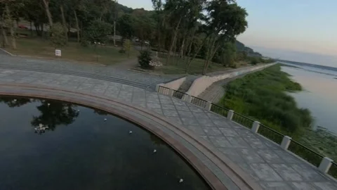 FPV drone footage. Fly over Kyiv Founders Monument at sunrise. Ukraine, Kyiv - Stock-Footage 166322897