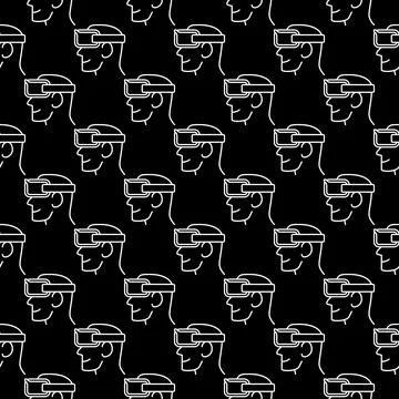 FPV Drone Goggles vector concept line dark seamless pattern 스톡 일러스트