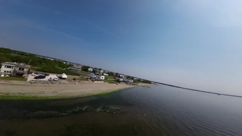 FPV Drone Marvels: Warwick, Rhode Island Coastal Spectacle Video stock 243581060