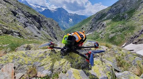 FPV drone in the mountains Stock Photos